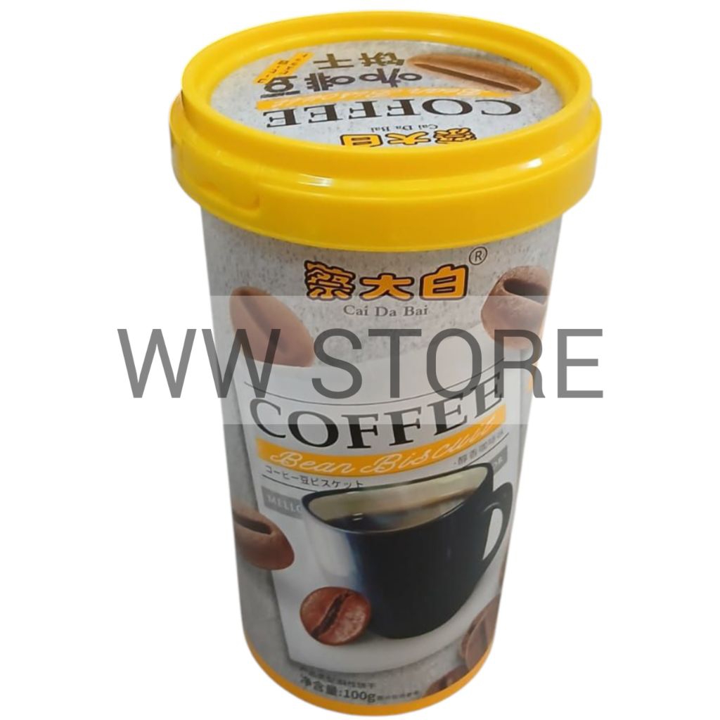 Cemilan snek makanan ringan biskuit berbentuk biji kopi rasa asli CAIDABAI CAI DA BAI Original Plain