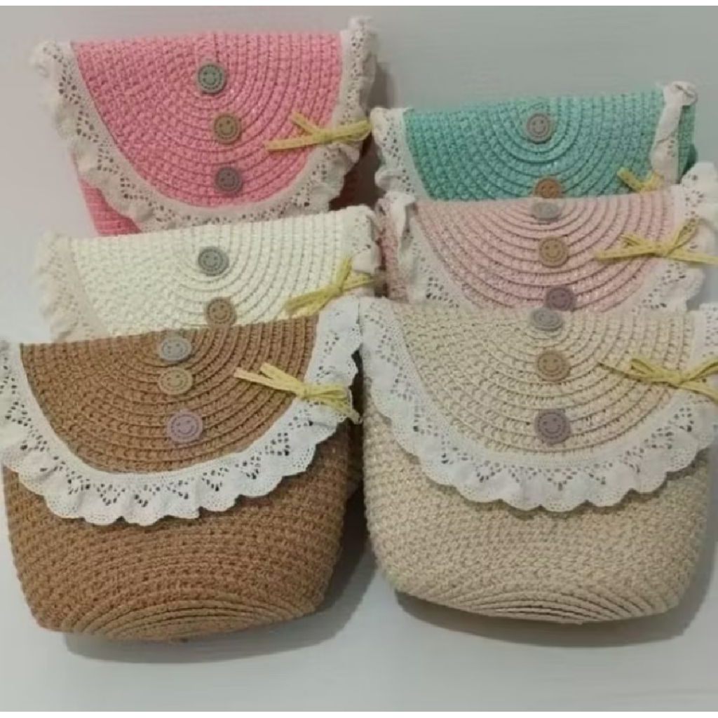 Tas fashion selempang rajut. renda korea