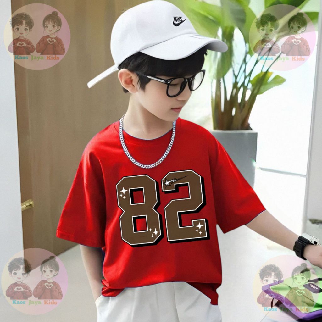 Kaos Motif Angka 82 Kaos Oversize Anak Tanggung laki laki Perempuan / Kaos Anak laki laki / 5-13 tah