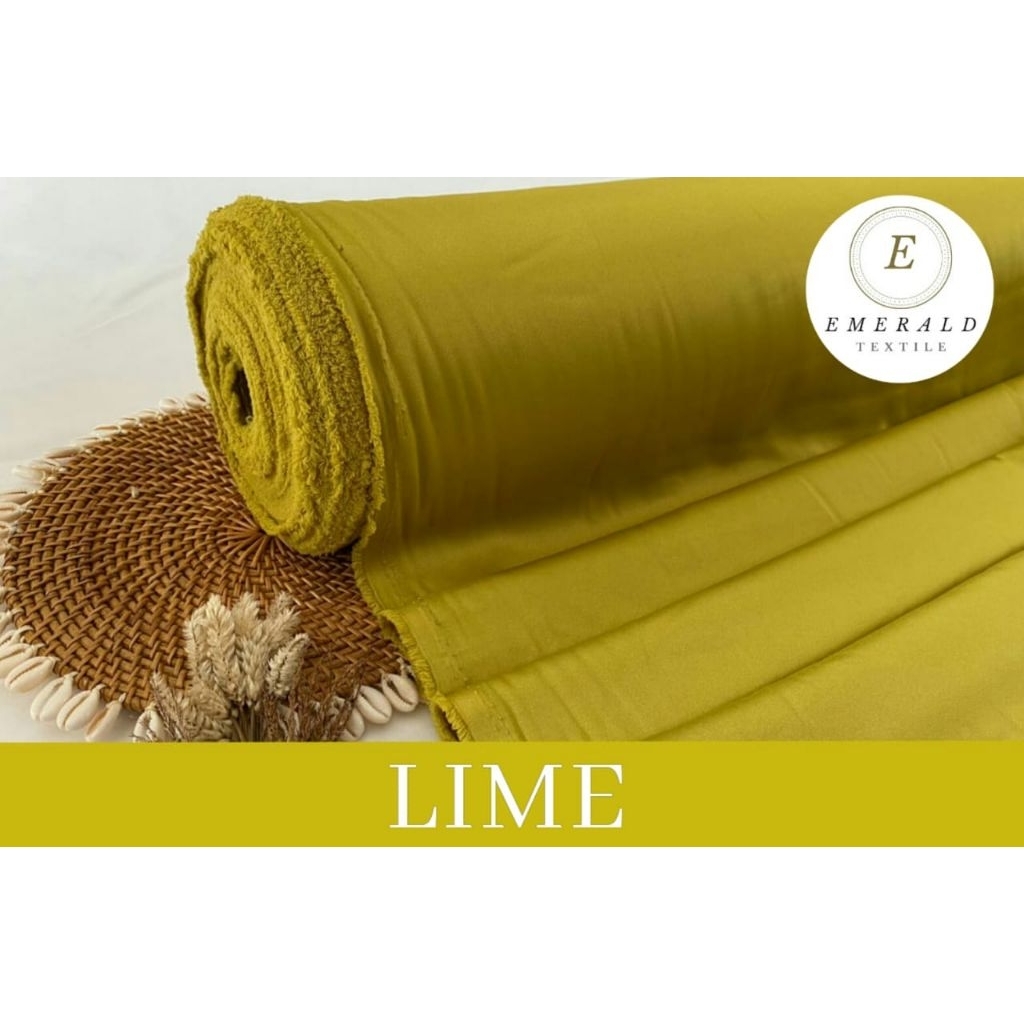 ( BUKAN HIJAB ) SETENGAH METER Kain Satin Velvet Super Premium - Lime ( HARGA PER 50cm KAIN )