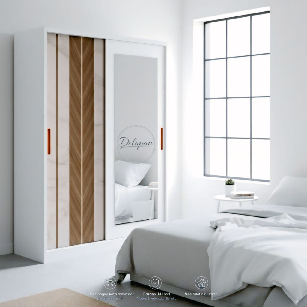 Lemari Pakaian Besi Import Sliding Minimalis Esmira