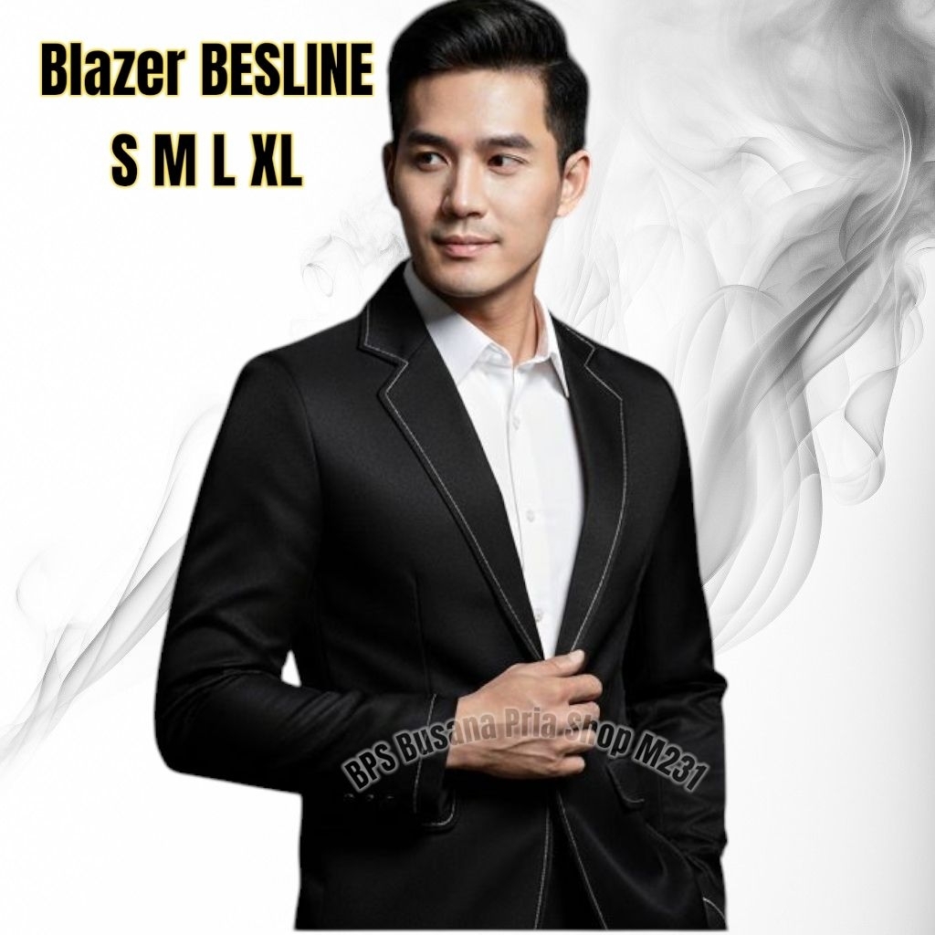 BPS COD Blazer / Jas Pria BESLINE hitam premium S M L XL black formal ada busa kain keras ventura