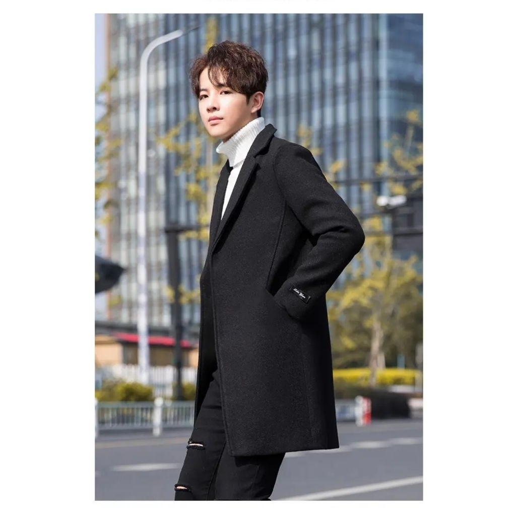 Coat Wool Korea Pria Untuk Musim Dingin.