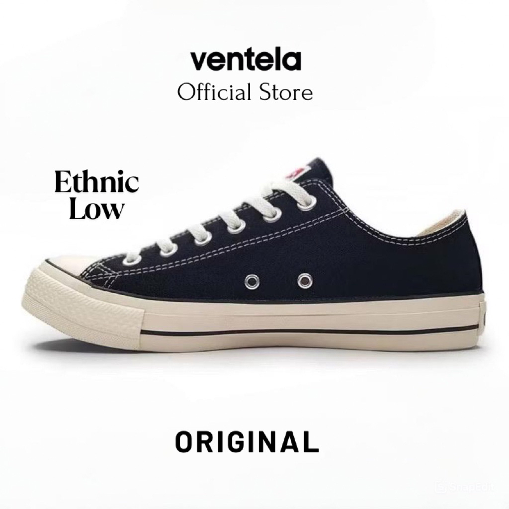 Ventela Original Ethnic Low Black Natural Vantela Ventella 70s Shoes Sepatu Sekolah Pria Wanita Sepa
