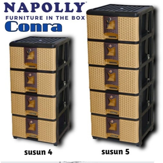 Napolly Container Drawer Rotan 5 Susun CONRA LEMARI NAPOLLY WARNA RANDOM ORI