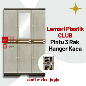 Lemari Plastik CLUB Pintu 3 Rak Hanger Kaca