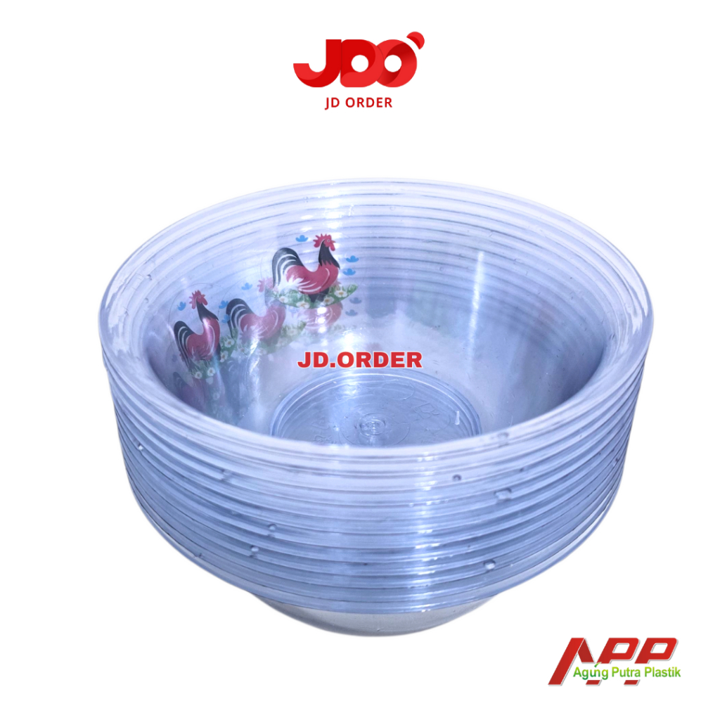 1 Lusin (12Pcs) Mangkok Makan Jago Besar Plastik Bening Premium APP Kicthenware