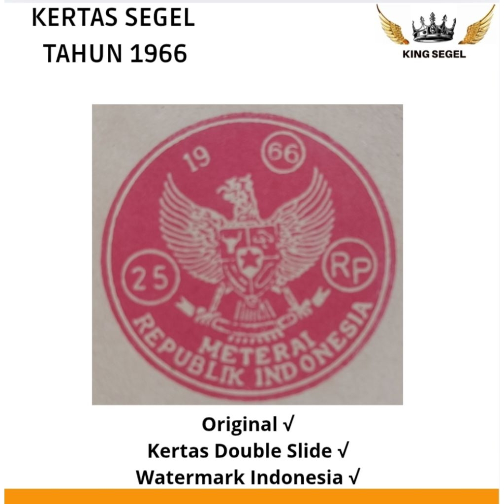 

Kertas Segel Tahun 1966 Double Asli (Beli 2 Gratis 1)