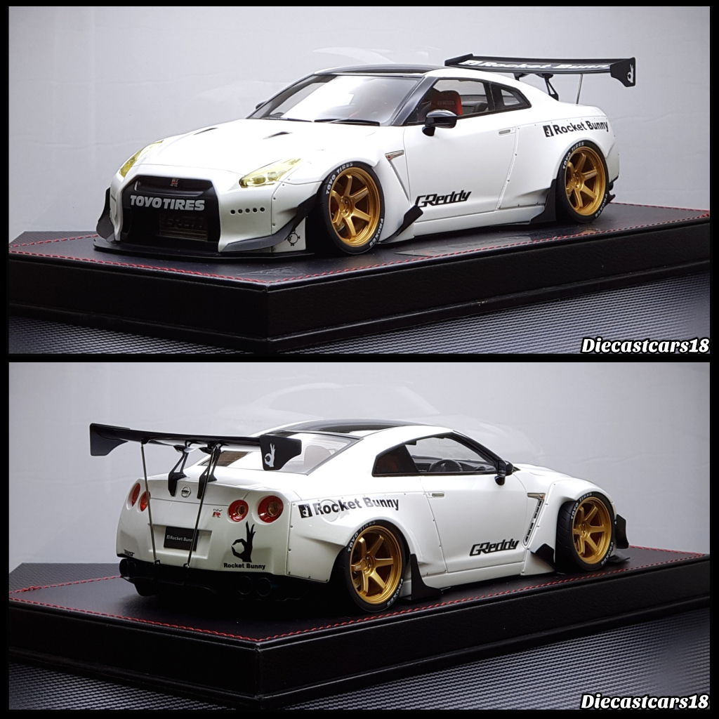 1/18 Makeup Model Nissan GTR R35 Rocket Bunny White Metallic
