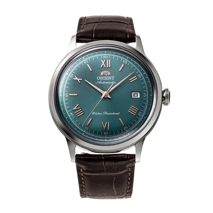Jam Tangan Pria Orient Classic RA-AC0023E Bambino Automatic Green Dial Brown Leather Strap Watches