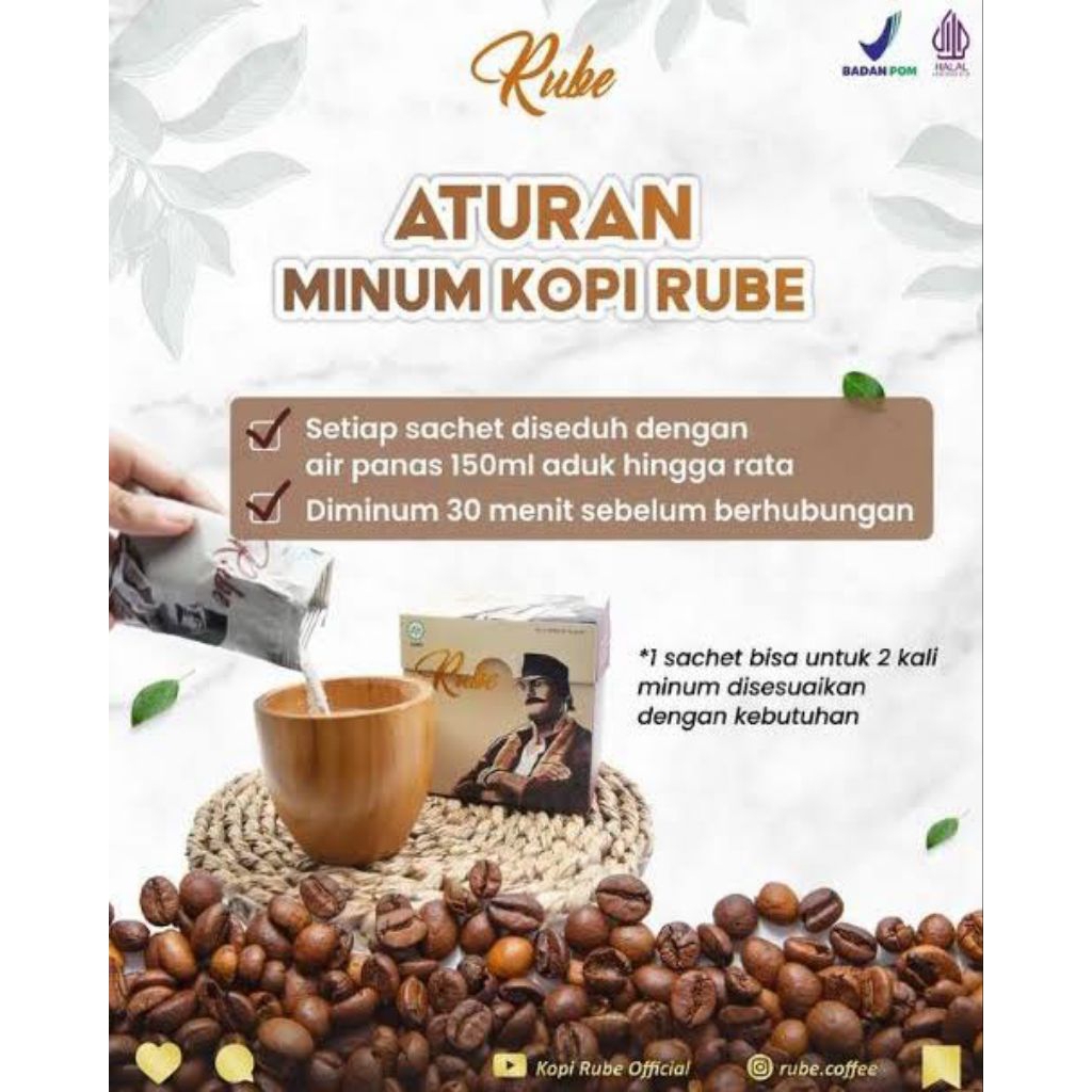KOPI RUBE ASLI ORIGINAL KOPI STAMINA PRIA - RUBE COFFEE KESEHATAN PRIA KUAT TAHAN LAMA - 1 BOX ISI 5
