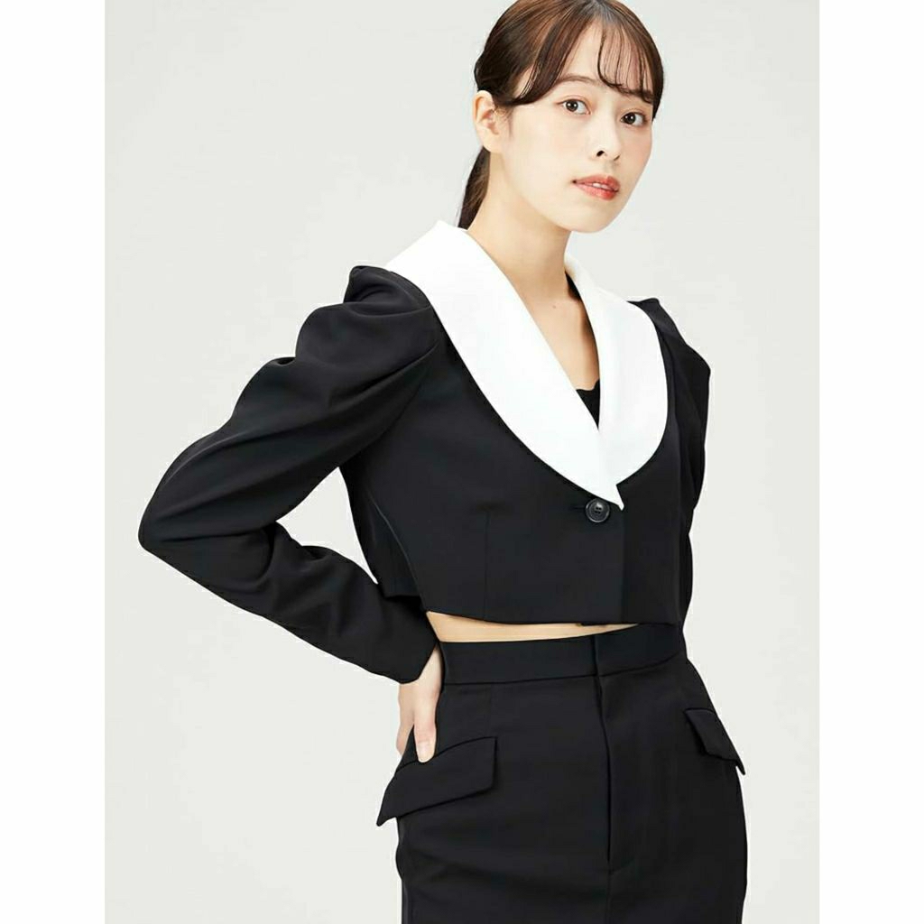 (NEW) BLAZER CROP SAILOR OUTER HITAM UNIK KOREA