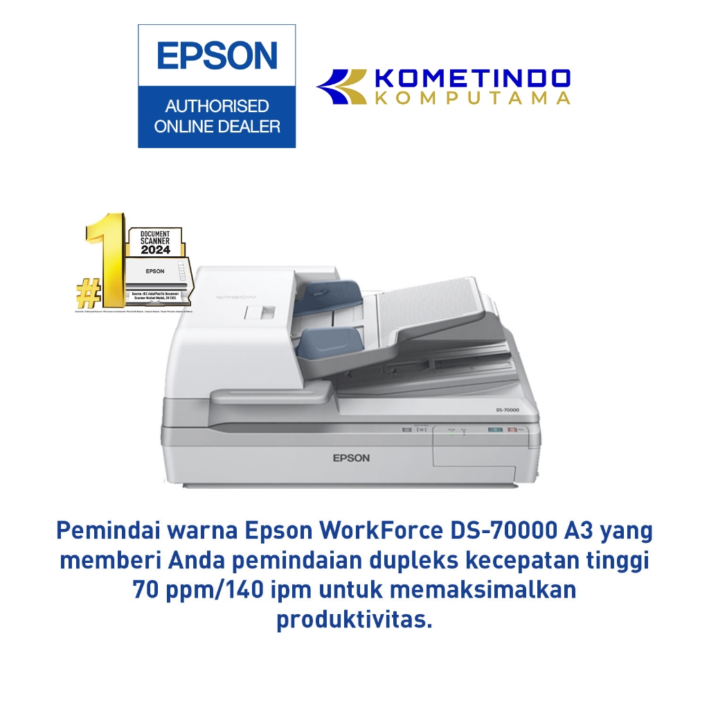 Epson - DS70000 (70ppm / 140ipm) - Epson WorkForce DS-70000 A3 Flatbed Document Scanner with Duplex 