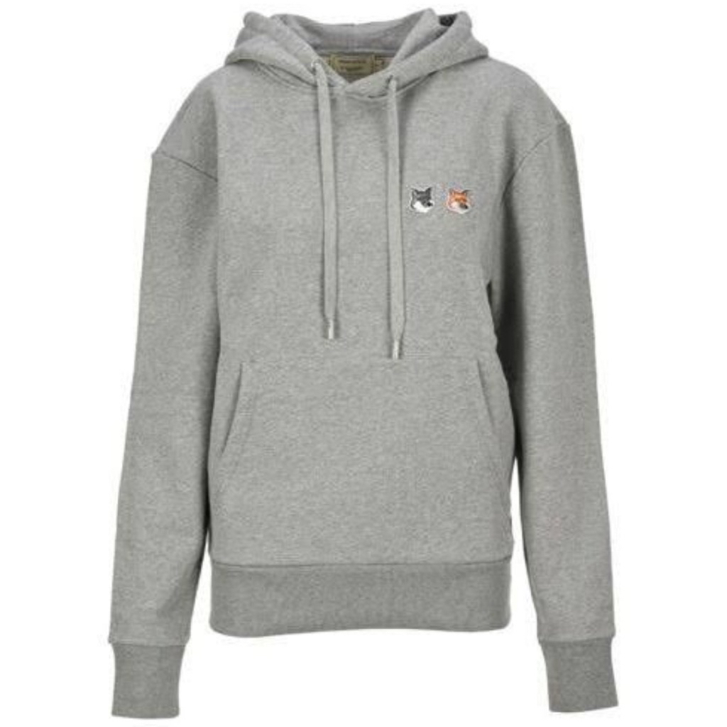 Maison Kitsuné Double Fox Head Patch Hoodie - Grey Melange - Maison Kitsune