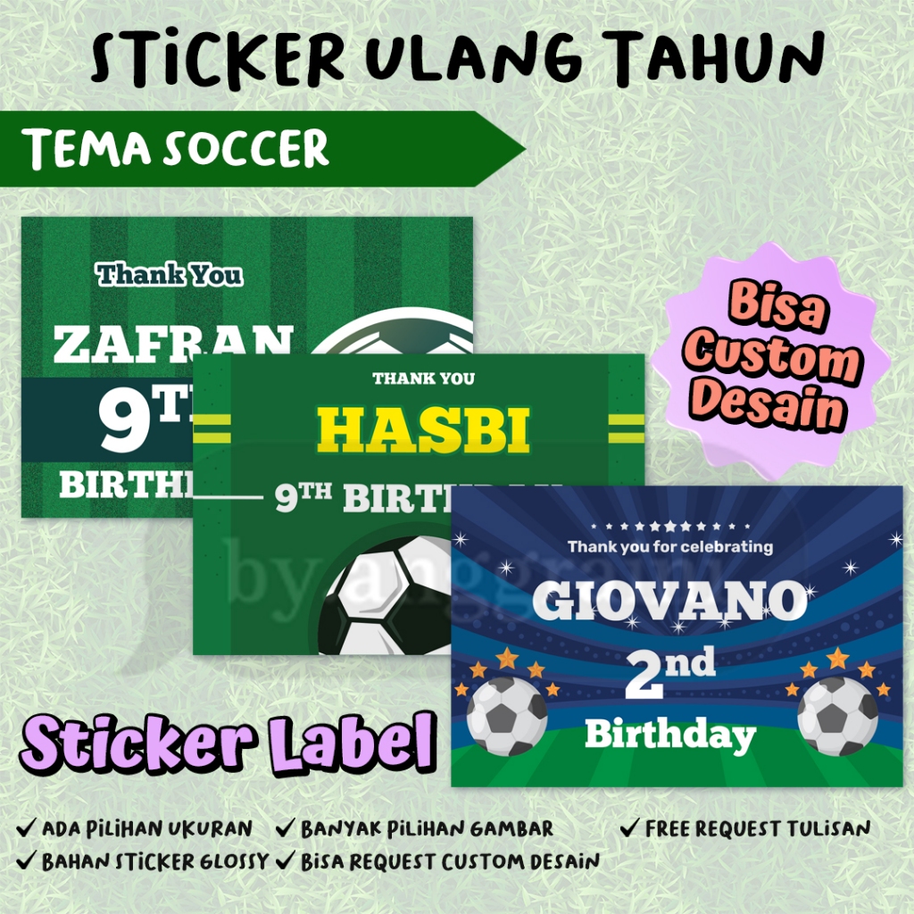 

Sticker Ulang Tahun Tema Soccer / Sepak Bola / Futsal - Stiker Label Kotak Nasi Bento - Ultah Anak