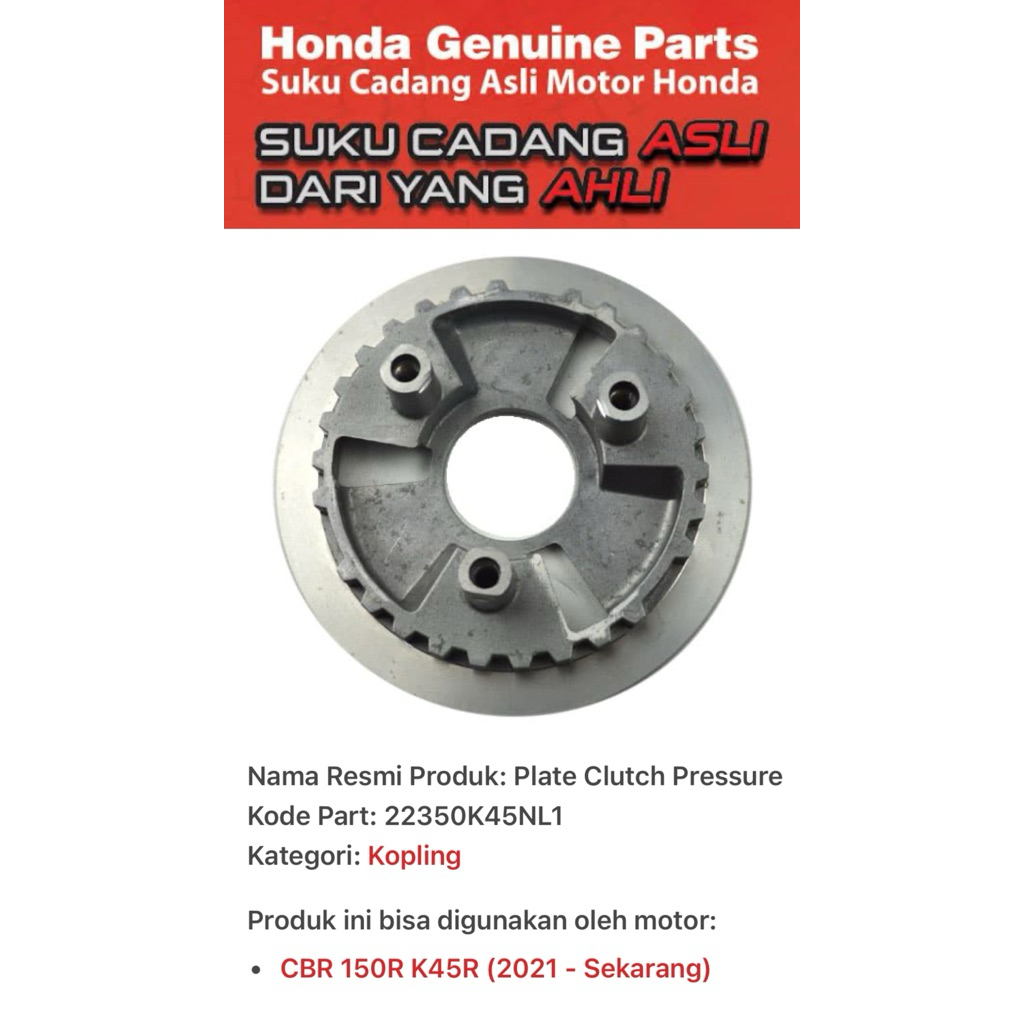 22350K45NL1 Kopling (Plate Clutch Pressure) – Honda CBR 150R K45R