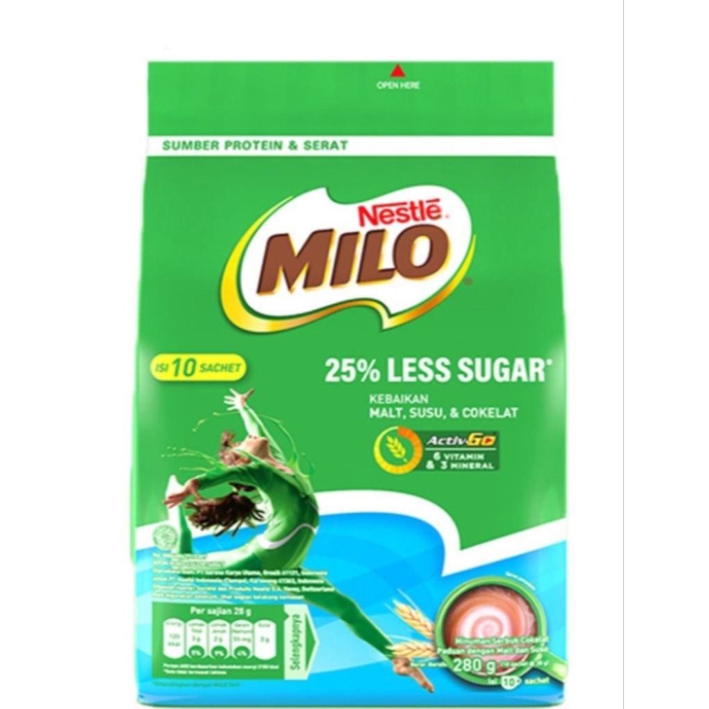 

Milo Minuman Cokelat Less Sugar Bag 10 x 28 g