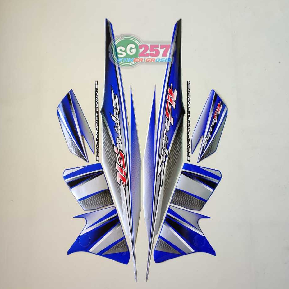 STIKER STRIPING LES LIST BODY MOTOR HONDA SUPRA FIT NEW 2006 SILVER BIRU