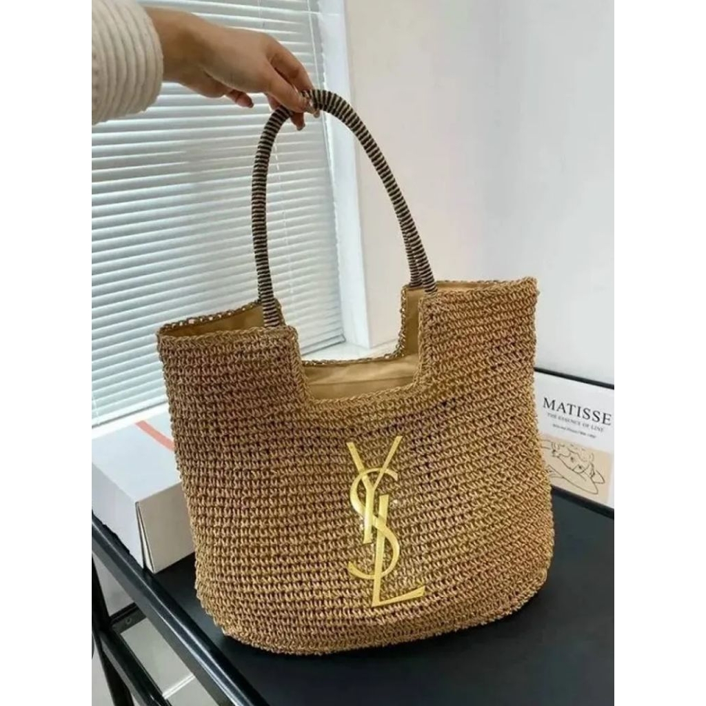 tas rotan wanita straw bag tas pantai wanita shoulder bag tas branded tas fashion wanita tas cantik 