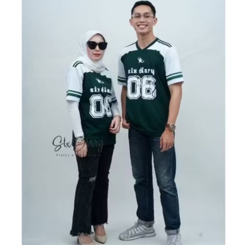 Six Diary Kaos Baseball Number Atasan Oversize Unisex cotton terlaris