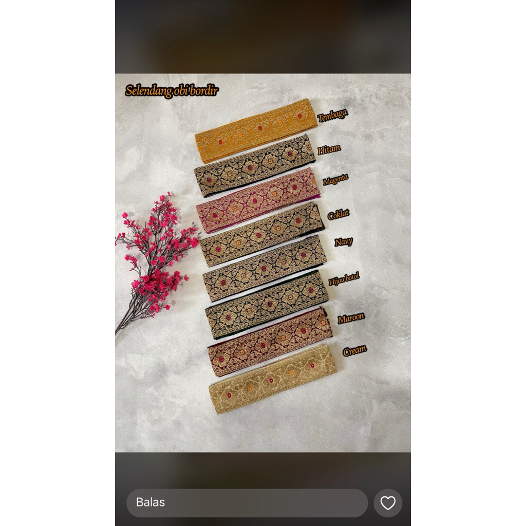 obi bordir/senteng bordir/selendang bali bordir