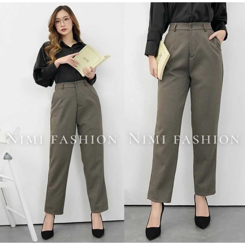 CELANA BAHAN KERJA WANITAA PINGGANG KARET BELAKANG CELANA KANTOR WANITA STRETCH PREMIUM