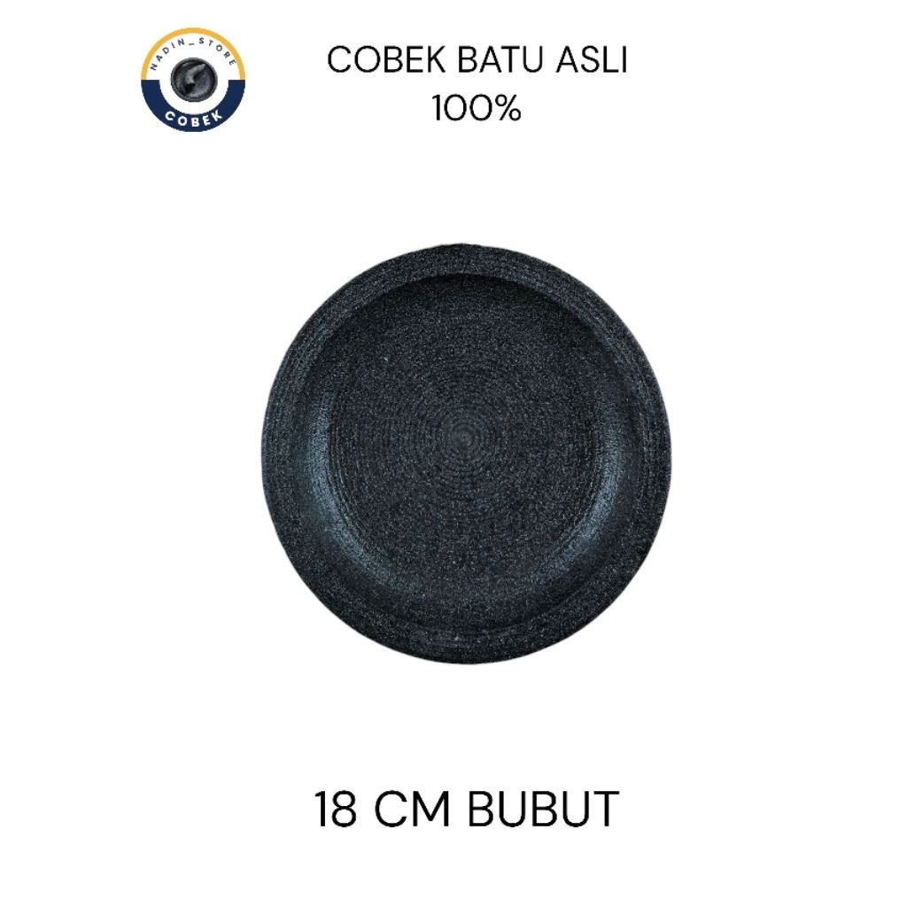 cobek bubut batu asli 100% tanpa campuran free ulekan ukuran 18cm cobek bubut batu asli