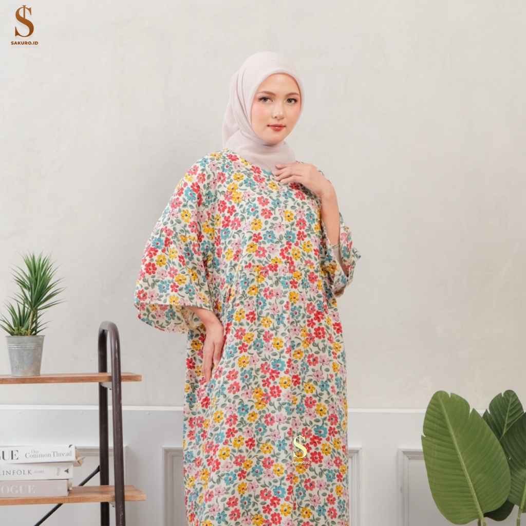 Sakuro - Pevita Dress Daster Gamis Kekinian Model Terompet Rayon Premium Lengan 3/4 Busui Friendly