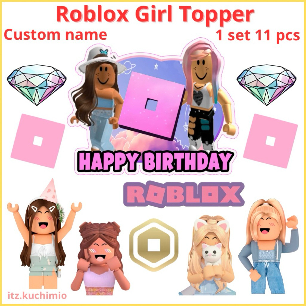 Custom topper kue Kuchimio Topper set Roblox for girl dekorasi cake birthday roblox