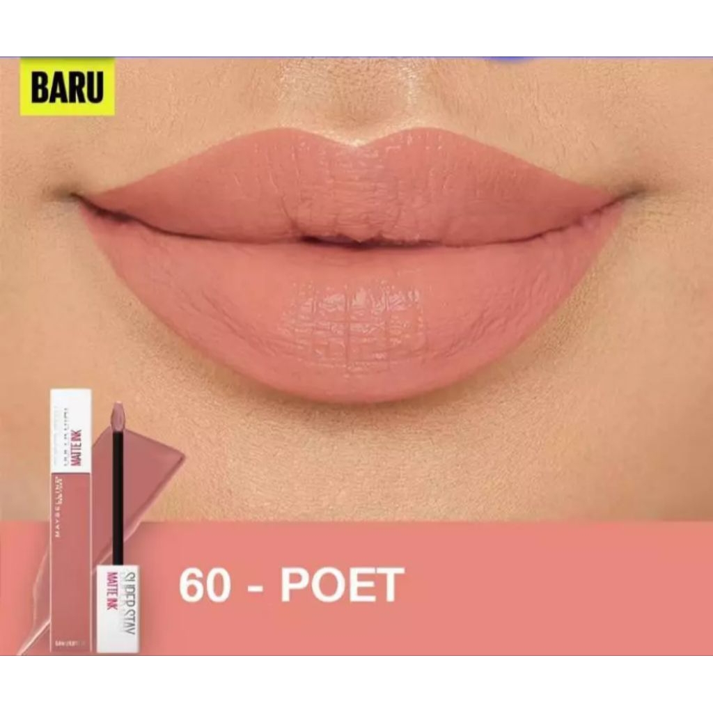 PROMO MURAH ORIGINAL Maybelline Superstay Matte Ink Lipstick Tahan hingga 16 jam shade 60 POET, 30 R