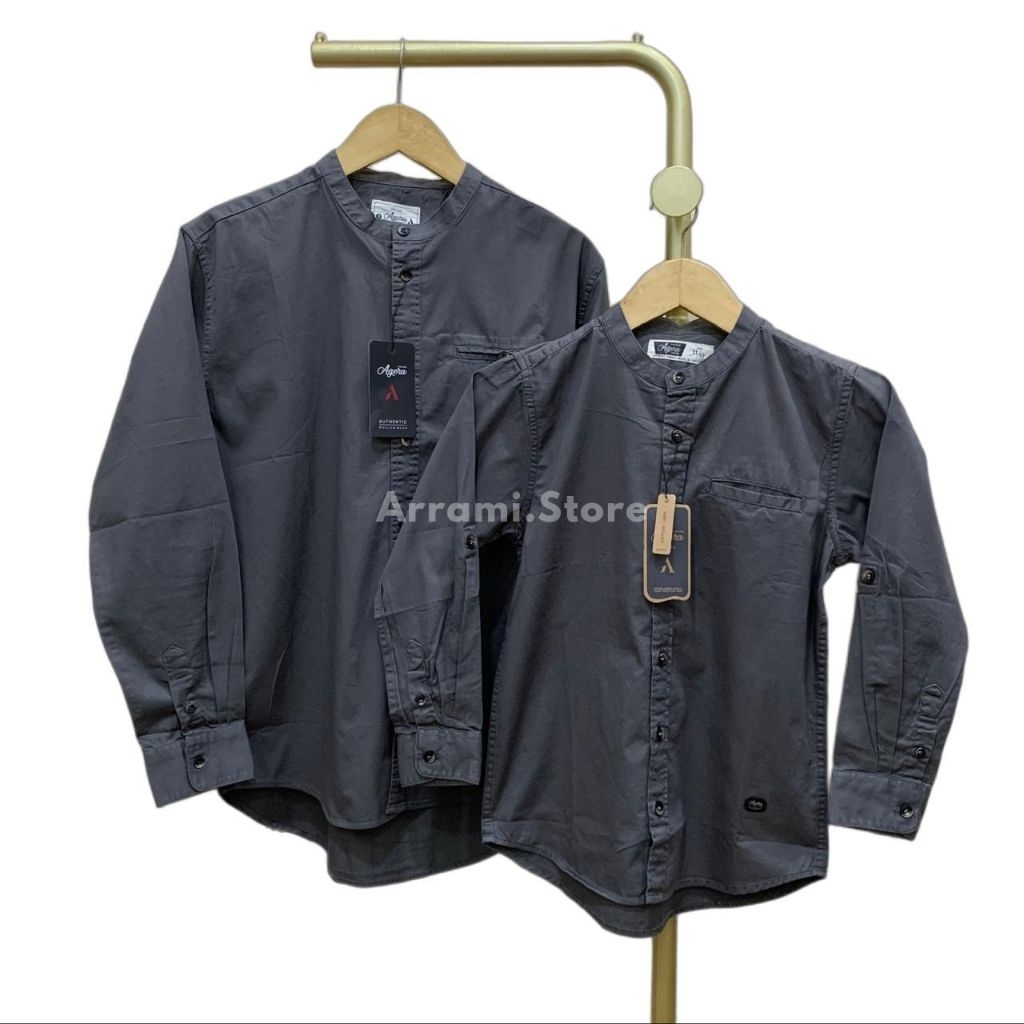 Agera VR ~ DARK GREY Abu Tua Basah Kemeja Koko Kemko Couple Lebaran Ayah Anak Katun Twill Premium