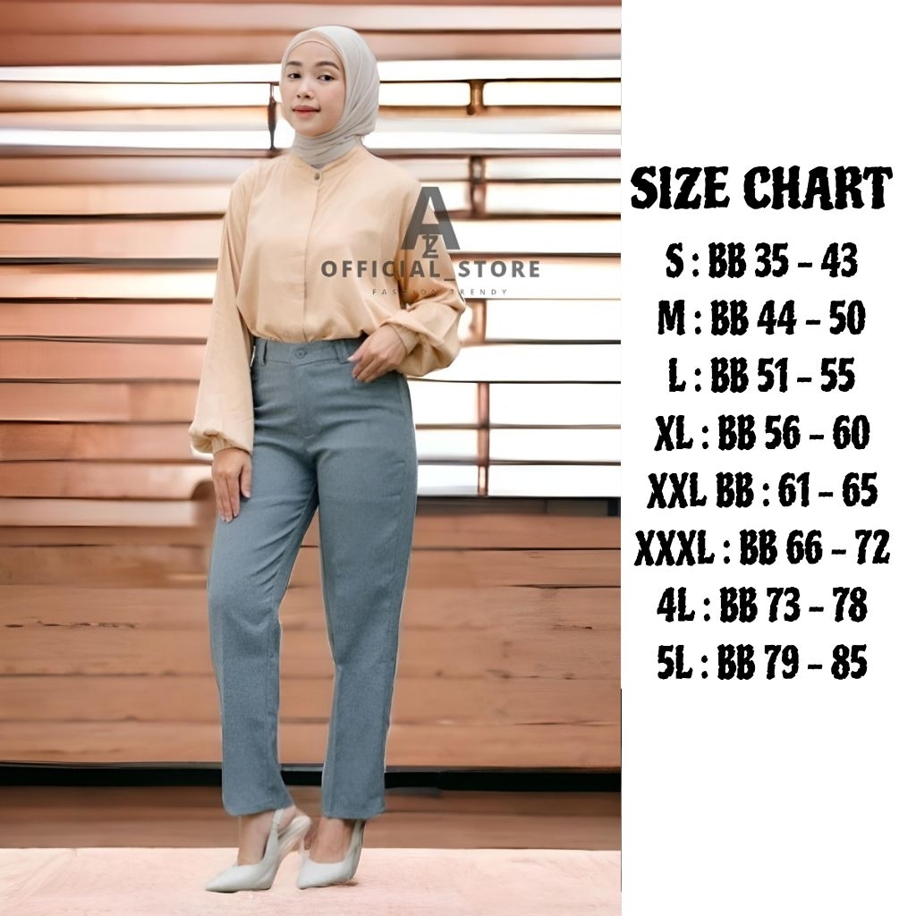 Celana Kerja Wanita Kantor Model Kancing Resleting Jumbo - DEJIFA