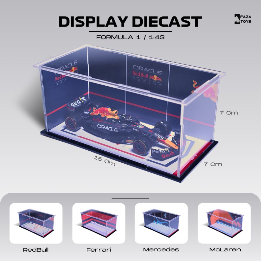 Display Mika Akrilik Diecast Miniatur Formula 1 F1 skala 43 redbull ferrari mercedes mclaren