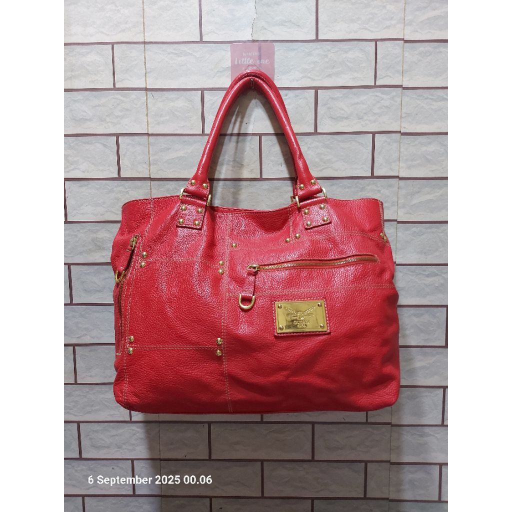 Tas Tote Kulit Asli GU1A'S Mad3 1n IT4L* / Tas Kulit Asli Warna Merah/ HandBag Kulit Asli/Tote Kulit