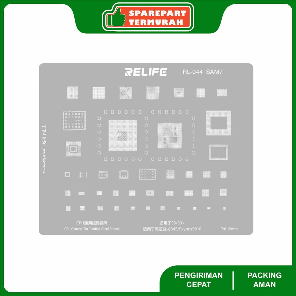 Cetakan Ic Bga Stancils RELIFE RL-044 SAM7 - FOR SNAPDRAGON 845 - EXYNOS 9810 - SAMSUNG S9 - S9 PLUS