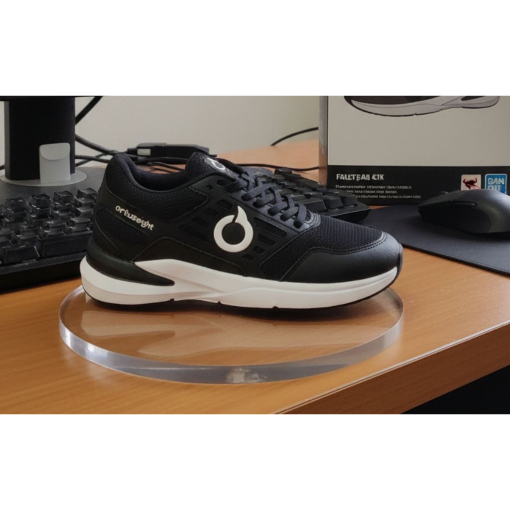 Sepatu Running Pria Wanita Ortus, sneakers Olahraga Lari Joging Buat Gaya Skena Outpit Hitam Putih