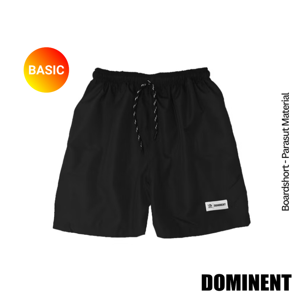 Dominent - Celana Pendek Pria Boardshort Hitam Celana Pendek Pria Parasut Polos