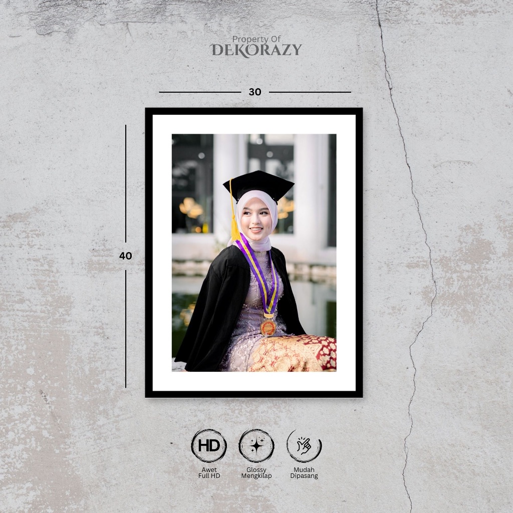 CETAK FOTO JUMBO 30X40 PLUS BINGKAI MDF GLOSSY AWET CUSTOM | 12R