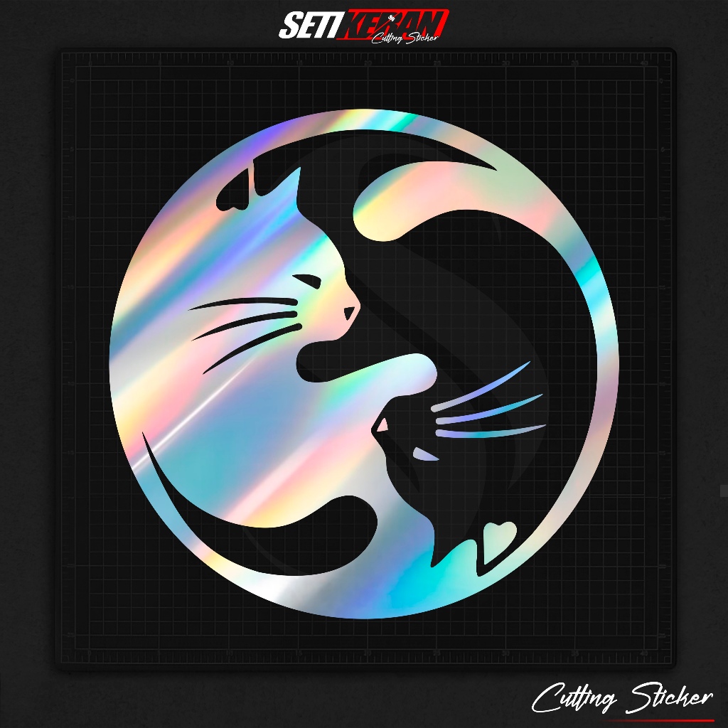 Cutting Stiker Kucing Variasi Motor Mobil Sticker Kucing Lucu Hologram Universal Lucu Timbul Keren N