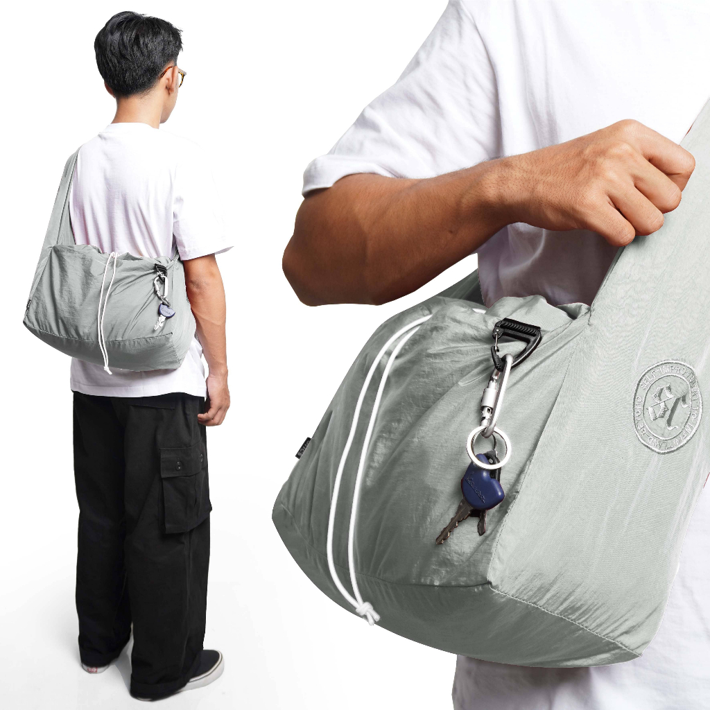 Slingbag Nylon Crinckle | Tas Slempang Nylon Crinckle | Stanza Ash Grey | Snackingchoices