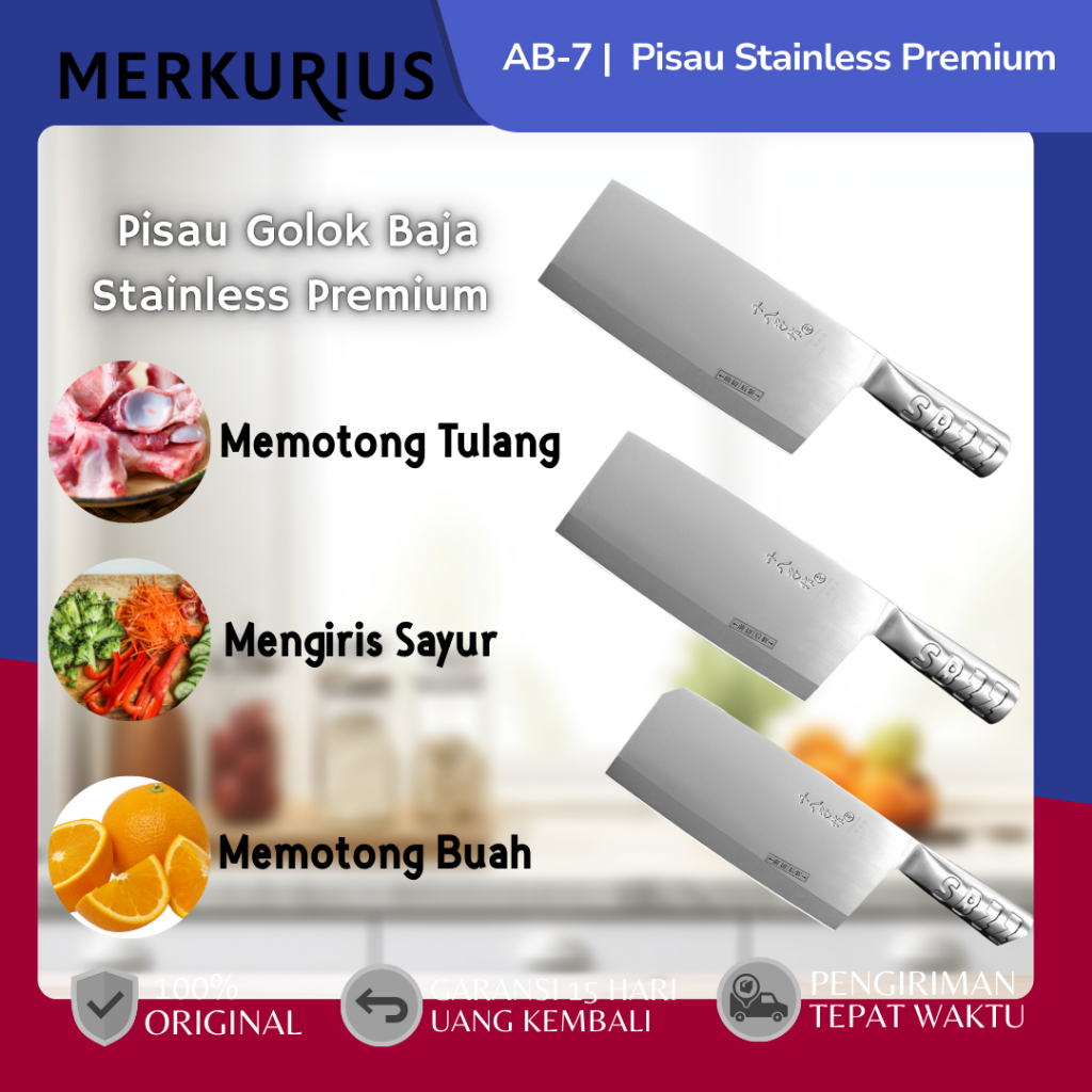 Golok Baja Stainless Premium – Pisau Pemotong Daging Super Tajam Merkurius