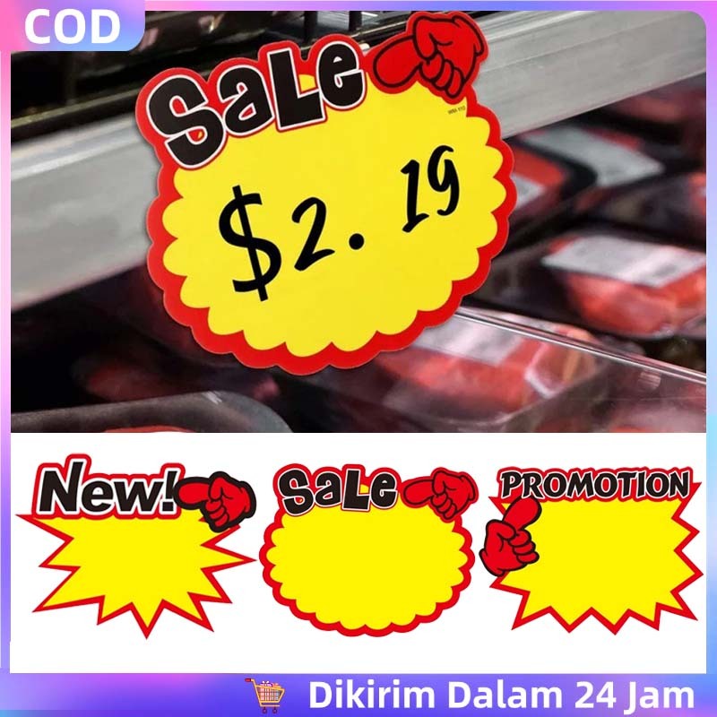

50pcs/Set Label Harga Kertas Harga Promo Card Price Tags Label Tulisan Sale Kartu Promosi Pop Card Penjepit