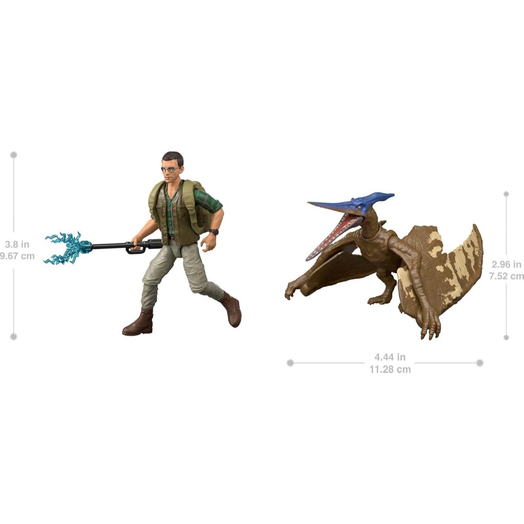 TERLENGKAP MATTEL JURASSIC WORLD REBIRTH HUMAN & DINOSAUR FIGURE PACK, DR HENRY LOOMIS & PTERANODON,