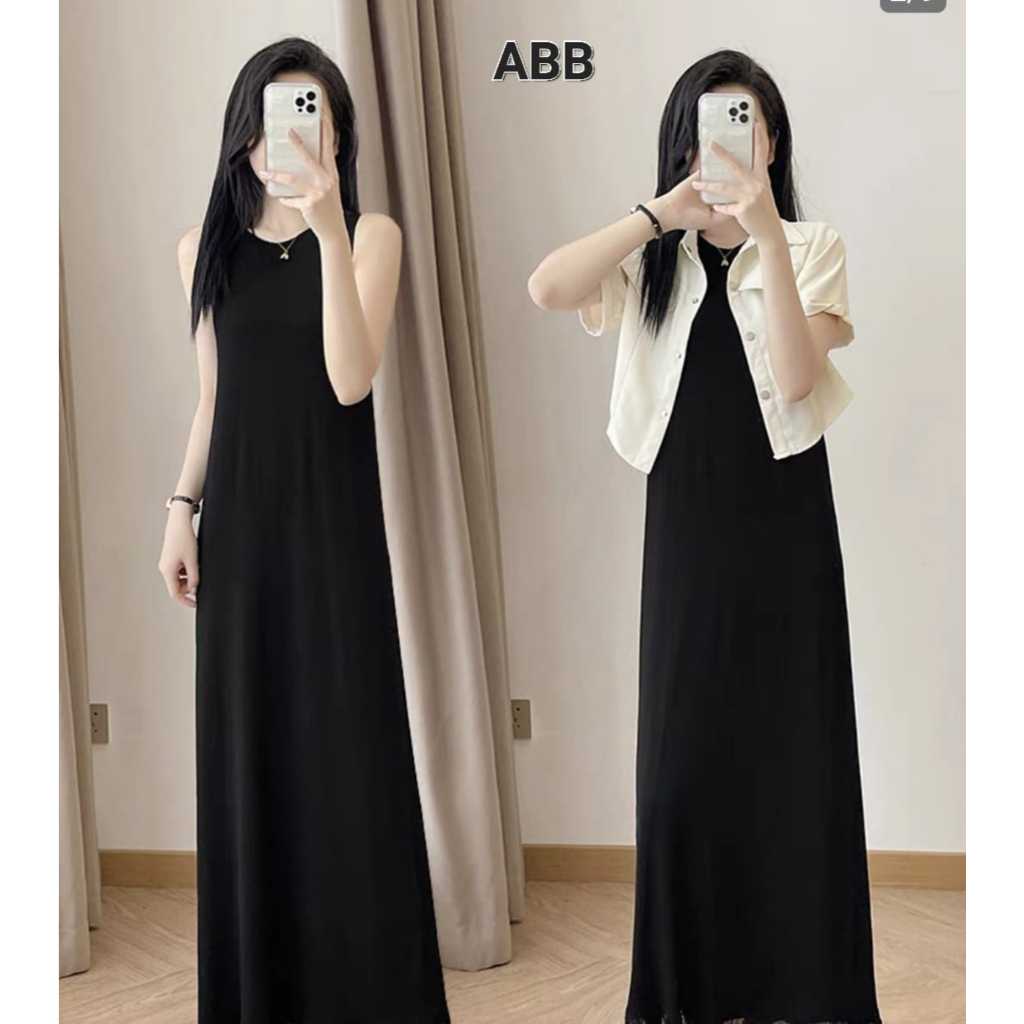 ABB Gau Hitam Tanpa Lengan//Dress Inner