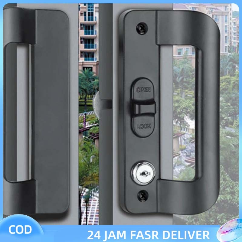 Gagang Pintu Geser Aluminium Hitam untuk Lemari Dapur Wardrobe