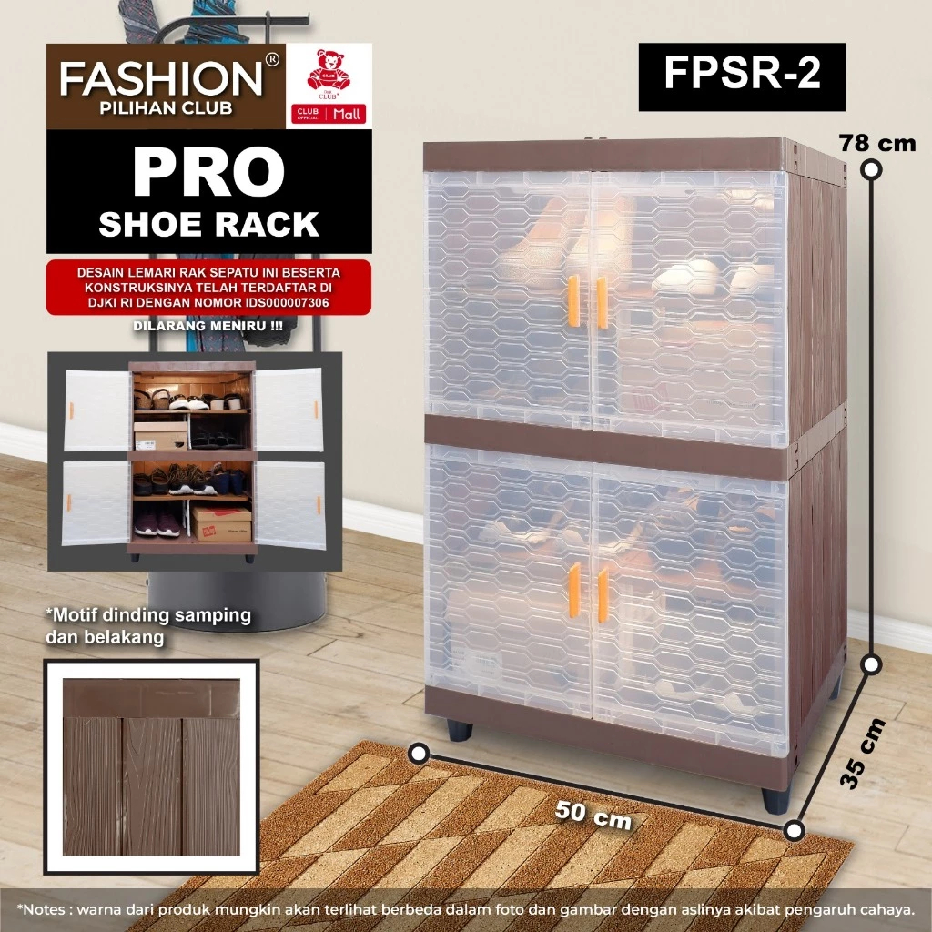 Rak Sepatu Club Fashion Pro Shoe Rack FPSR Lemari Sepatu Plastik Pintu Transparan Serbaguna Kotak Se