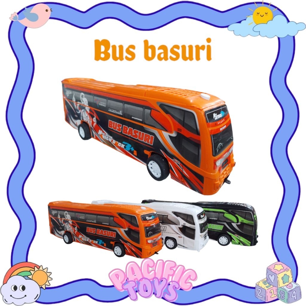 MAINAN BUS BASURI MUSIK LAMPU / BUS TELOLET LAMPU/ MINIATUR BUS BASURI