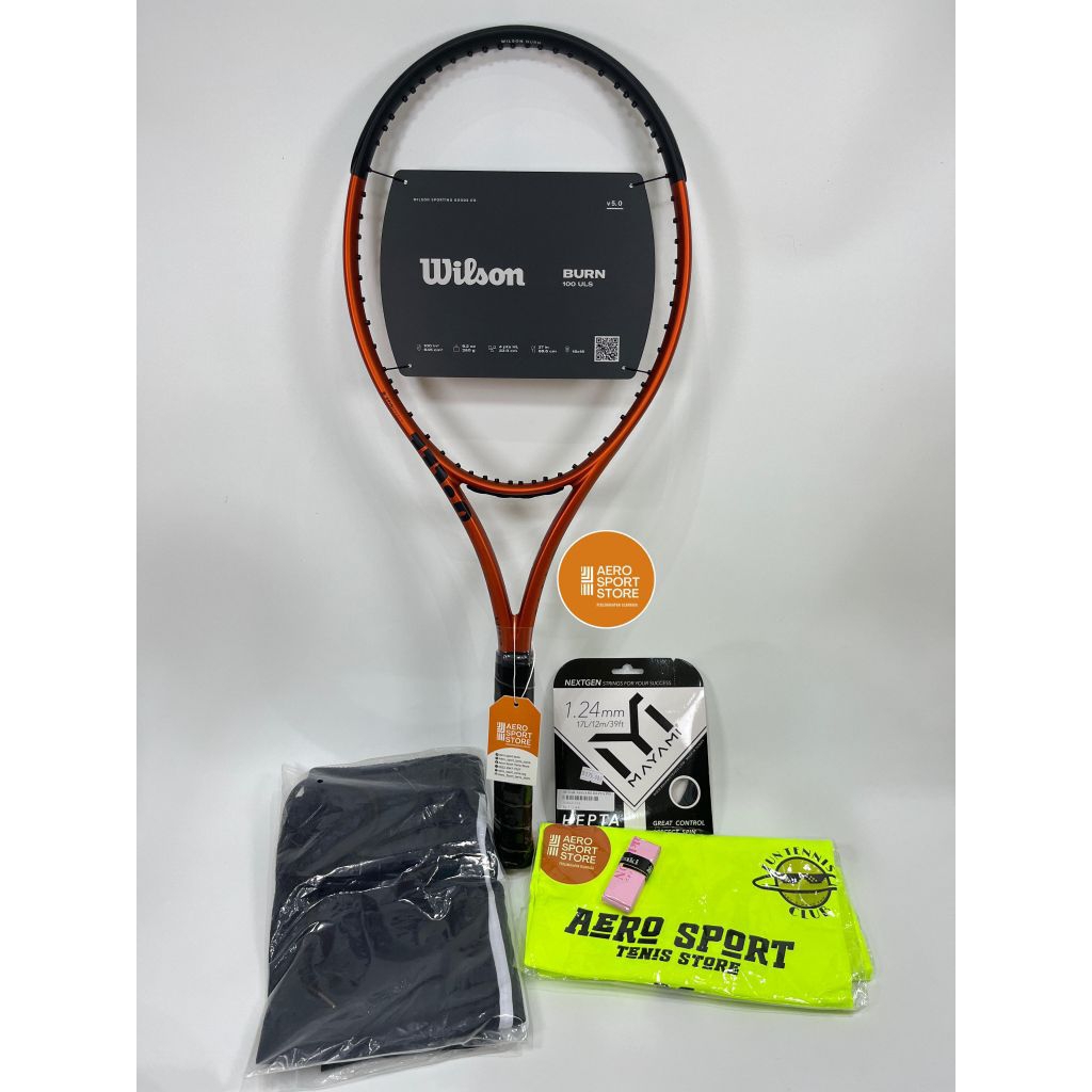[ RAKET TENIS WILSON BURN 100 ULS V5.0 + BONUS / 260 Gram - 100 in ]