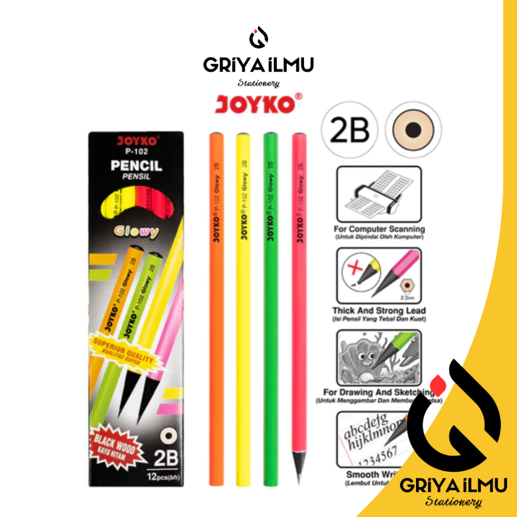 

Pencil Pensil Joyko P-102 2B Glowy 1 BOX 12 PCS (023033)