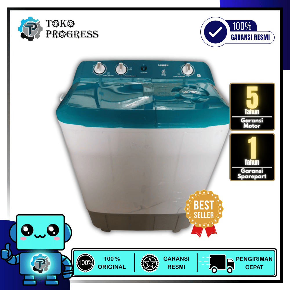 MESIN CUCI 2 TABUNG SANKEN TW-7800HP / TW7800 LOW WATT 8 KG